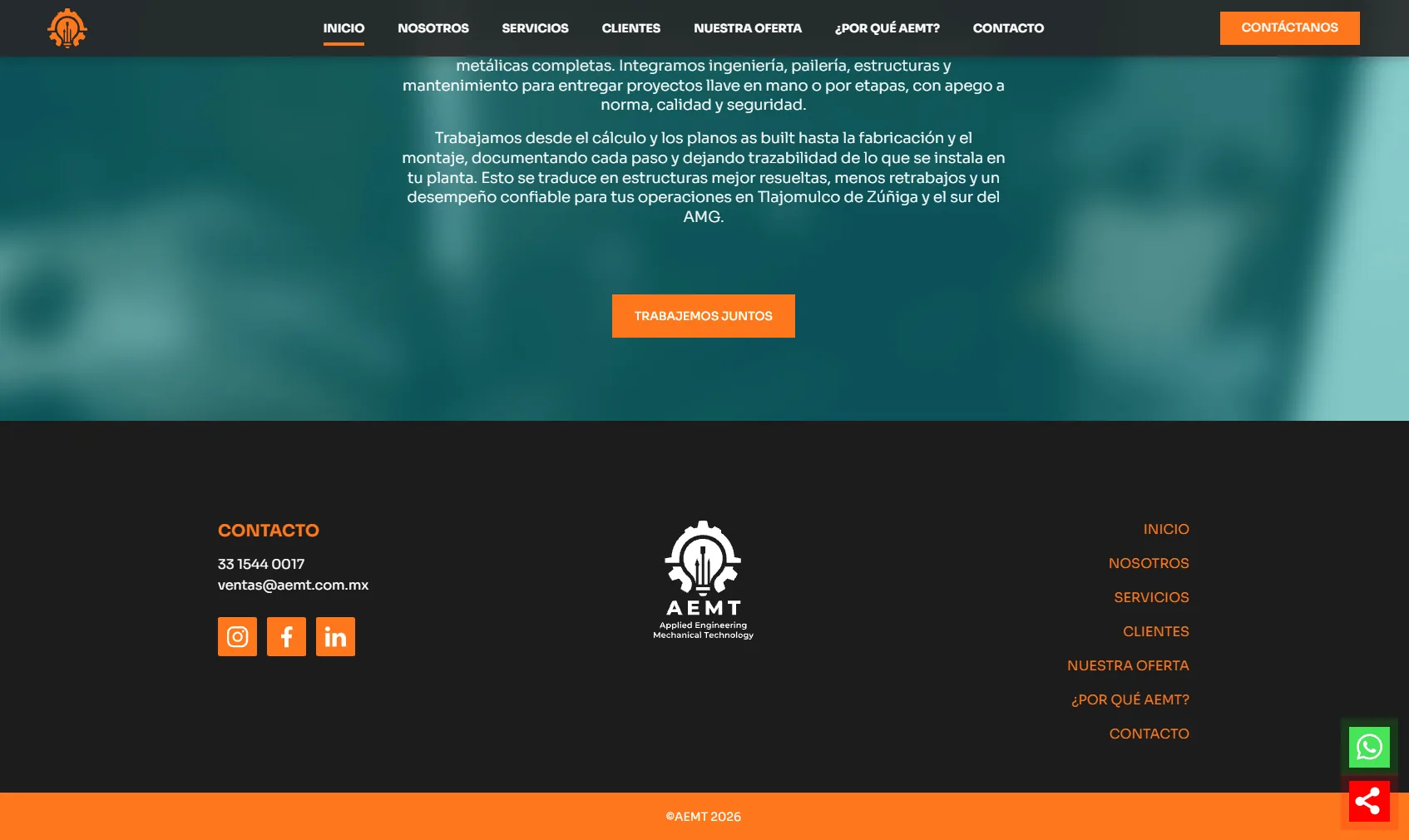 Página corporativa de AEMT