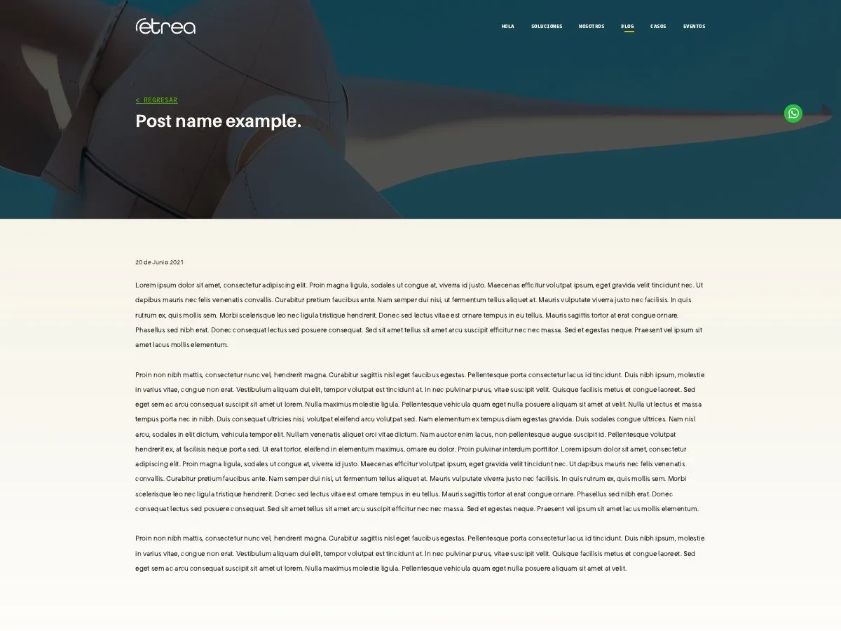 Página informativa de Etrea