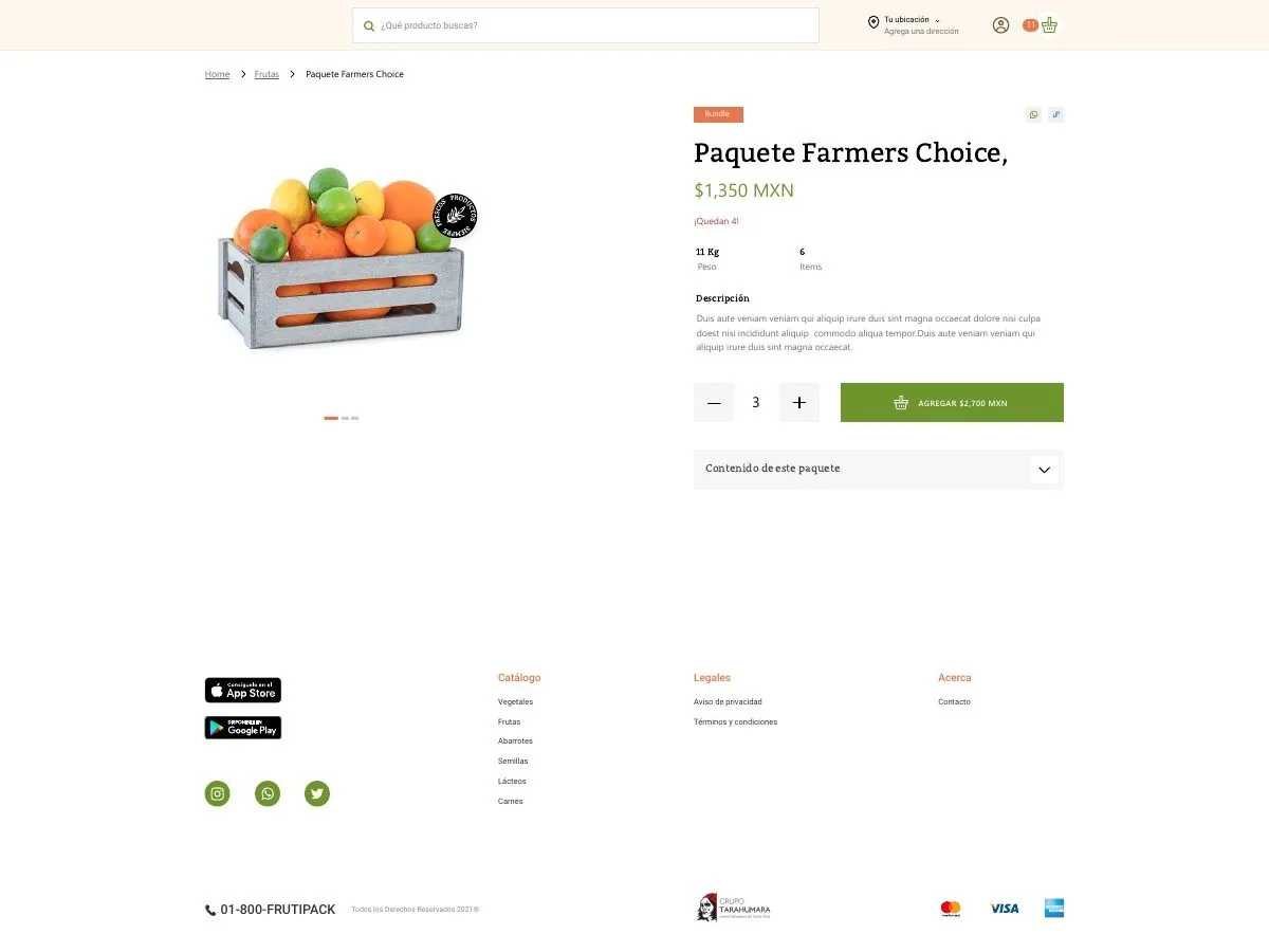 Detalle de paquete de productos