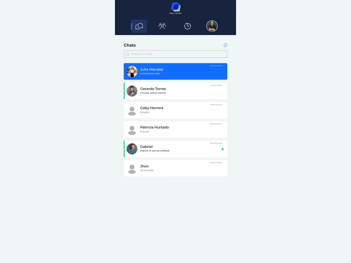 Lista móvil de conversaciones